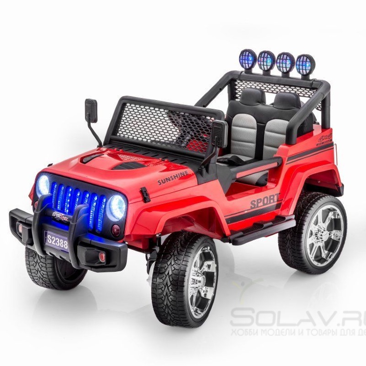 Двухместный полноприводный электромобиль Red Jeep 12V 2.4G - S2388